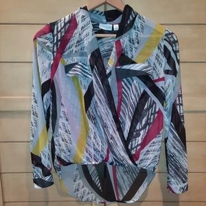 Bisou Bisou Michele Bohbot sheer flowy blouse Size XS